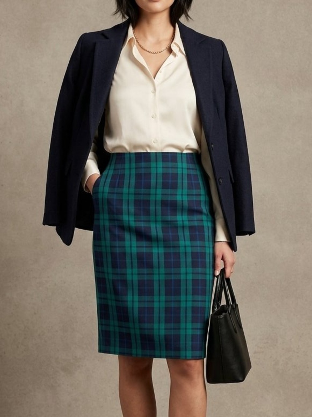 Lord & Taylor Wool Tailored Plaid Pencil Skirt Classic Academia Preppy NWT 14W